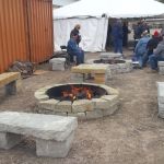 Rustic Buff and Canyon Gray Firepit kits and 3 Piece Bench Kits